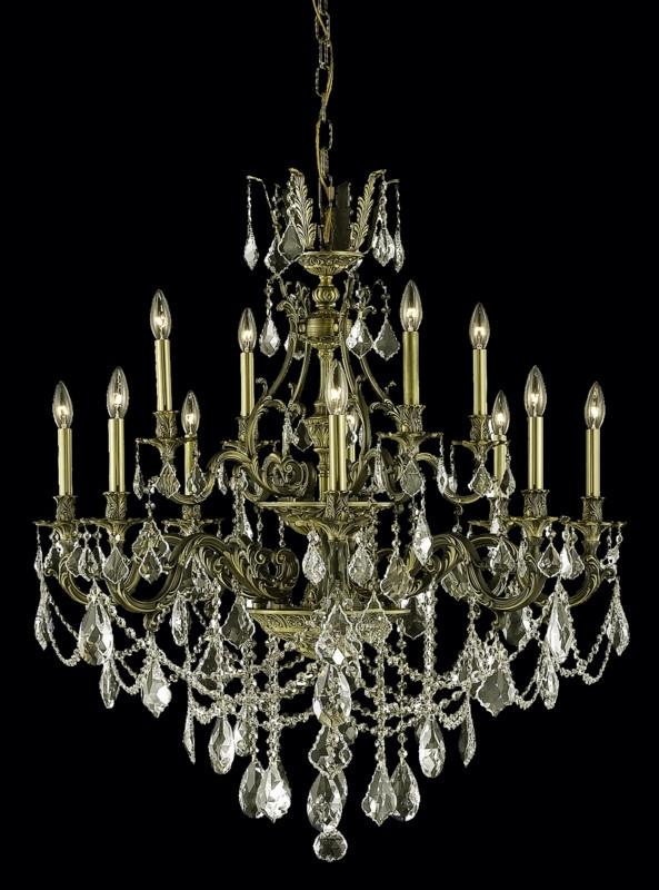 C121-9612D35AB-GS/RC By Elegant Lighting Monarch Collection 12 Light Chandeliers Antique Bronze Finish