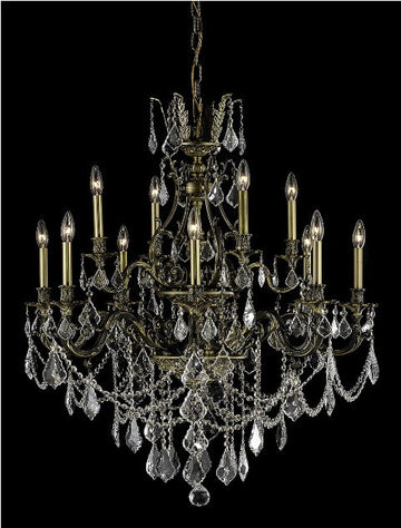 C121-9612D35PW/RC By Elegant Lighting Monarch Collection 12 Lights Chandelier Pewter Finish