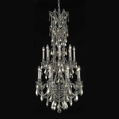 C121-9616D27DB-GS/RC By Elegant Lighting Monarch Collection 16 Lights Chandelier Dark Bronze Finish