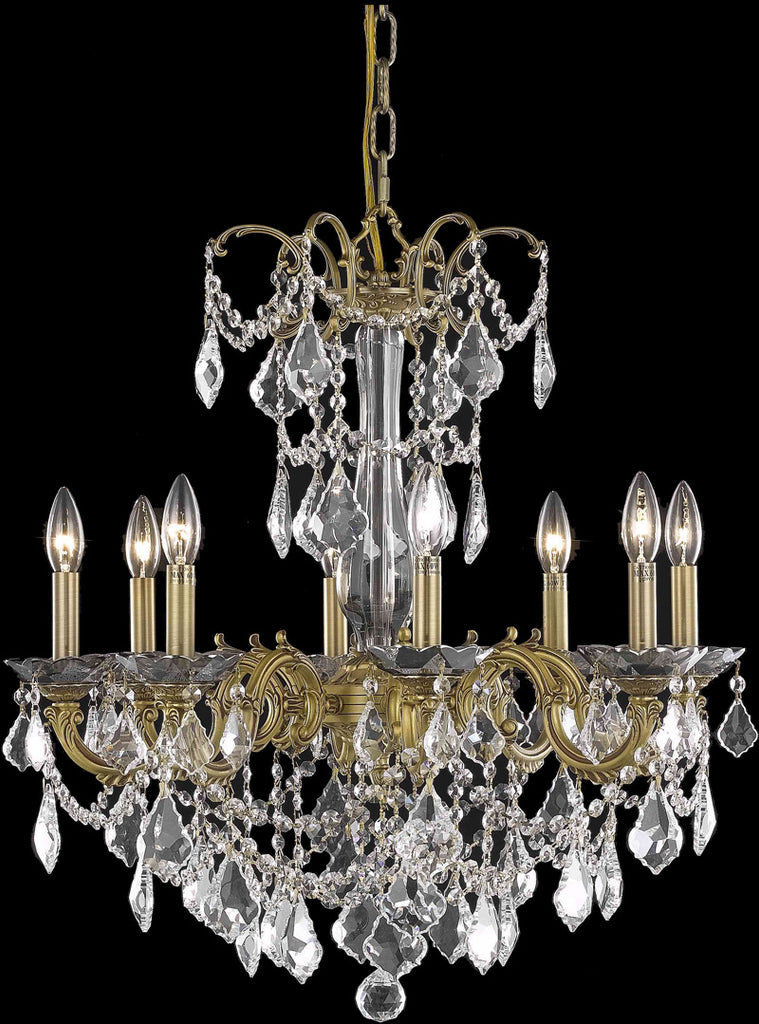 ZC121-9708D24PW/RC By Regency Lighting 9708 Athena Collection Hanging Fixture D24in H30in Lt:8 Pewter Finish (Royal Cut Crystals)