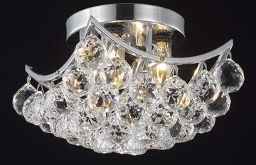 ZC121-V9800F10C/RC By Elegant Lighting Corona Collection 4 Light Flushmount Chrome Finish