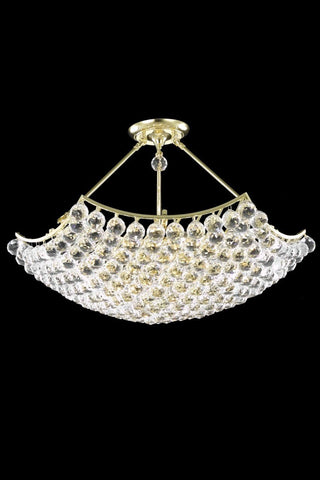 ZC121-V9802D30G/EC By Elegant Lighting Corona Collection 12 Light Flushmount Gold Finish