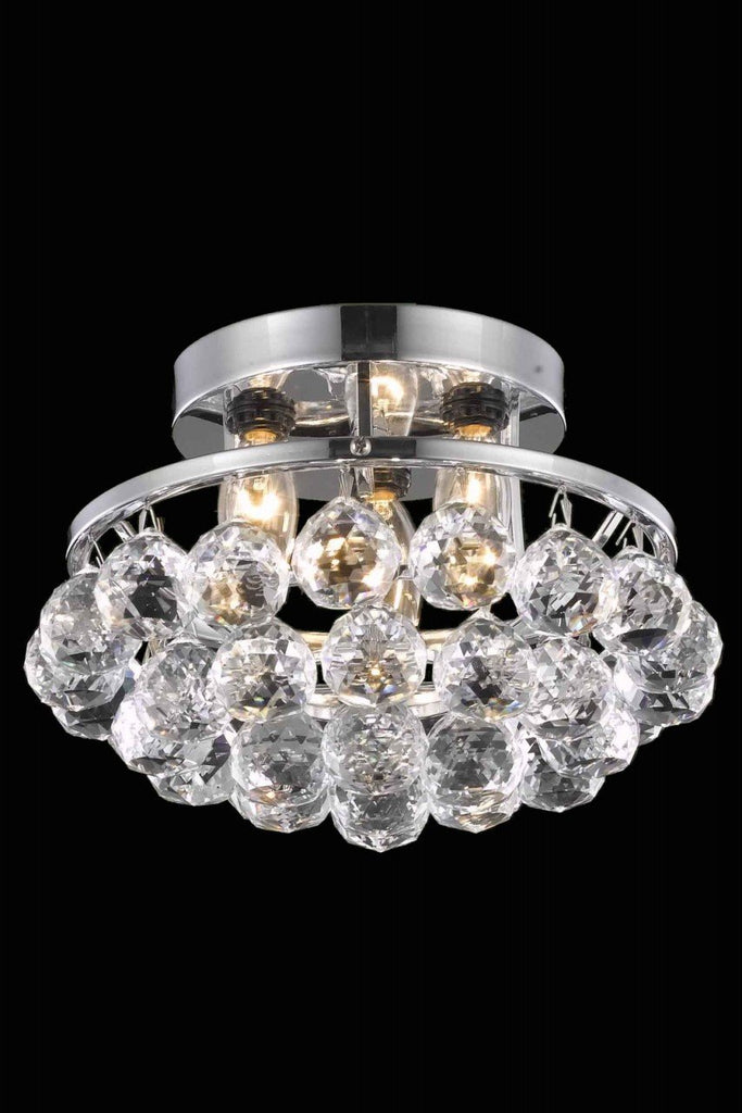 ZC121-V9805F10C/RC By Elegant Lighting Corona Collection 3 Light Flushmount Chrome Finish