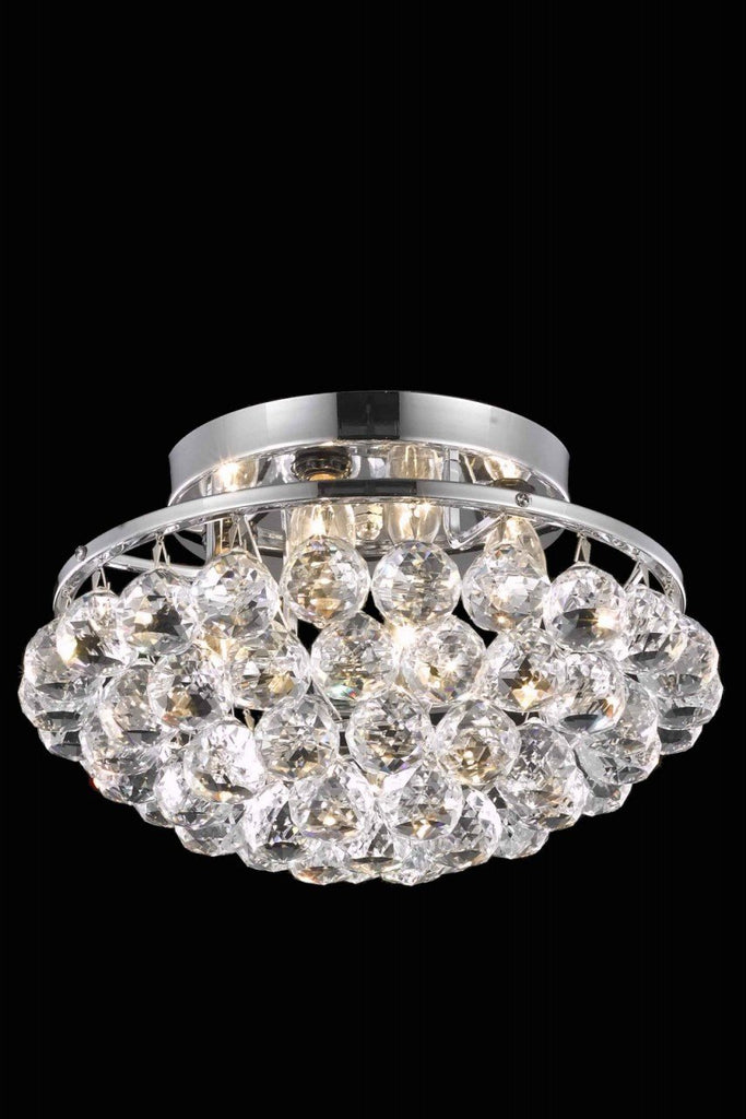 ZC121-V9805F14C/RC By Elegant Lighting Corona Collection 4 Light Flushmount Chrome Finish