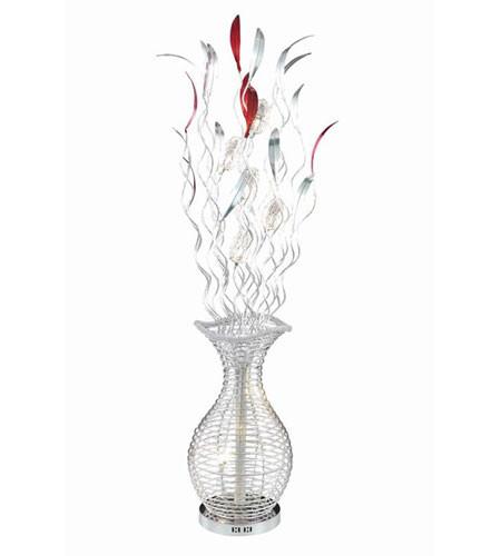 C121-FL4003 By Elegant Lighting South Beach Collection 8 Light Floor Lamp Silver and Red Finish