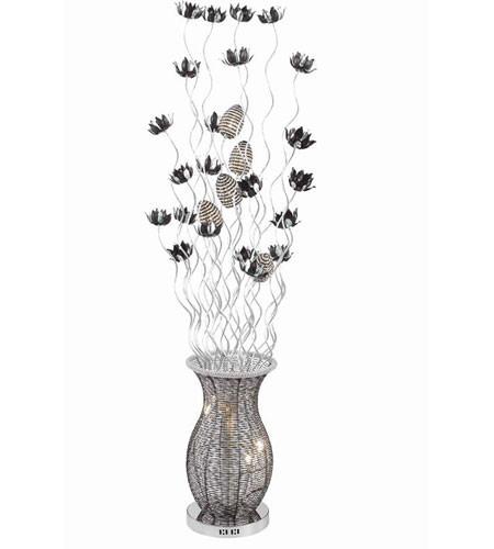 C121-FL4009 By Elegant Lighting South Beach Collection 8 Light Floor Lamp Silver and Black Finish