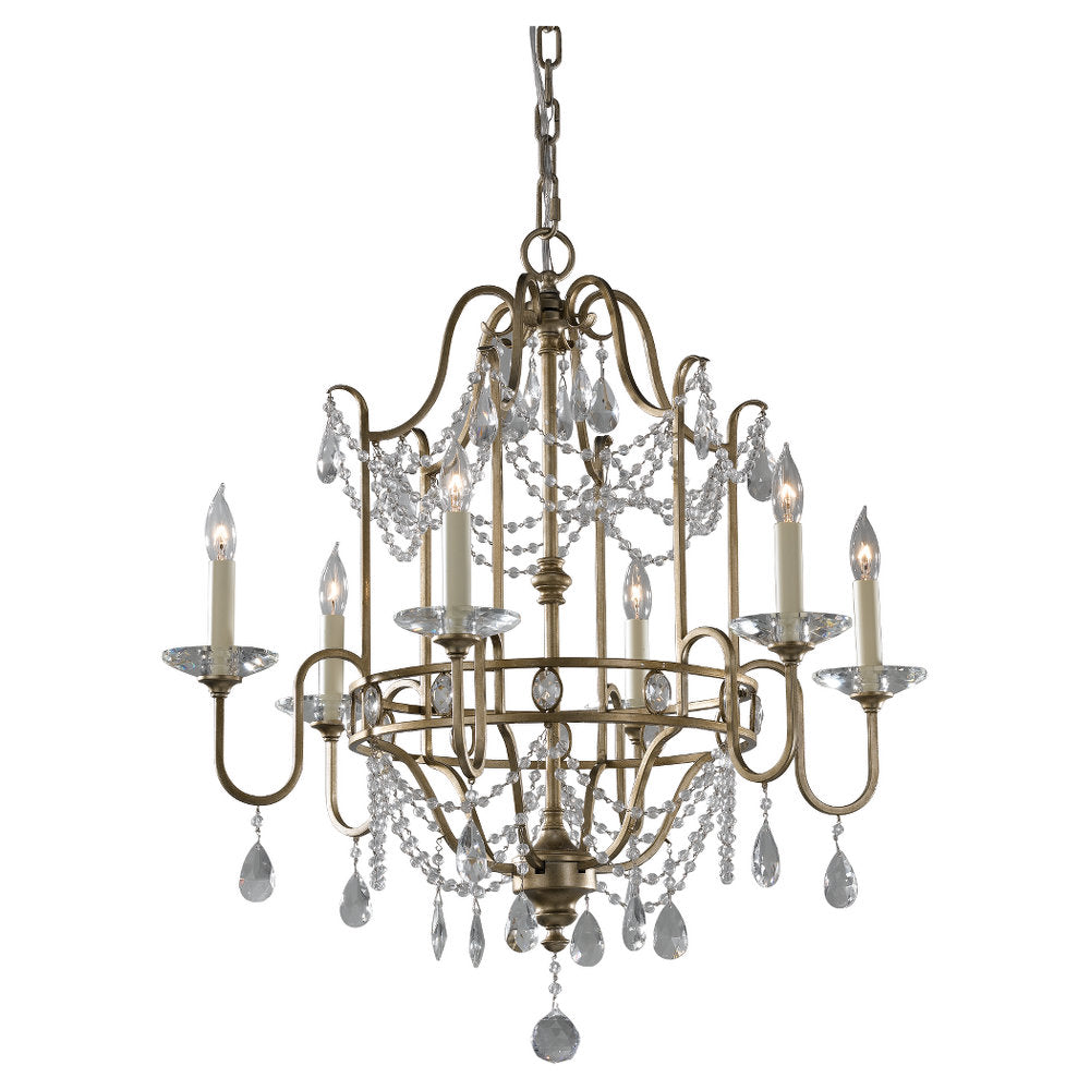 Murray Feiss 6 Bulb Gilded Silver Chandelier - C140-F2475/6GS