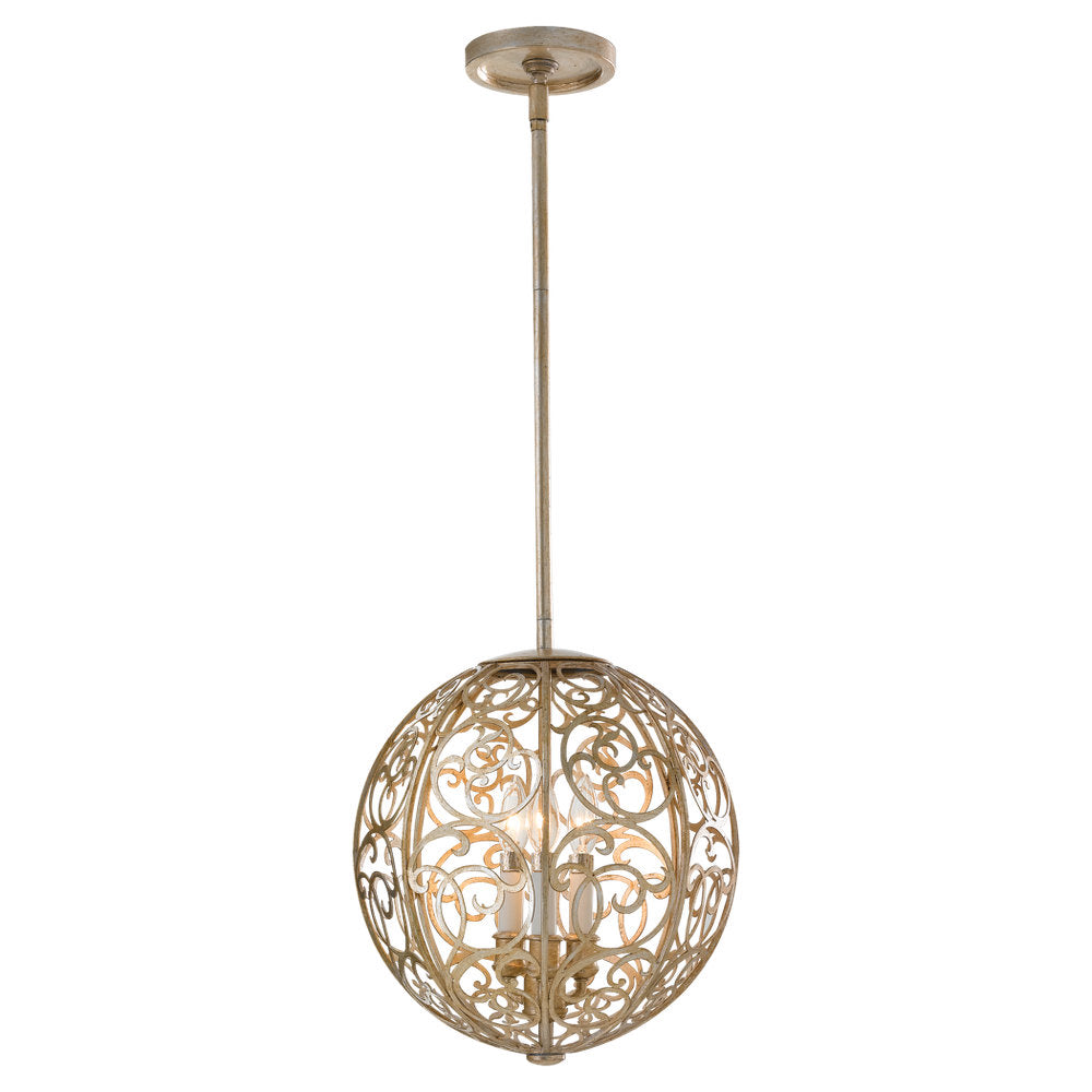 Murray Feiss 3 Bulb Silver Leaf Patina Chandelier - C140-F2538/3SLP