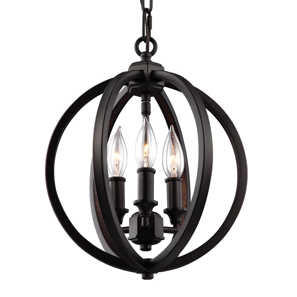 Murray Feiss 3 - Light Crystal Inlay Globe Pendant ORB w/hammered AL Inlay - C140-F3059/3ORB