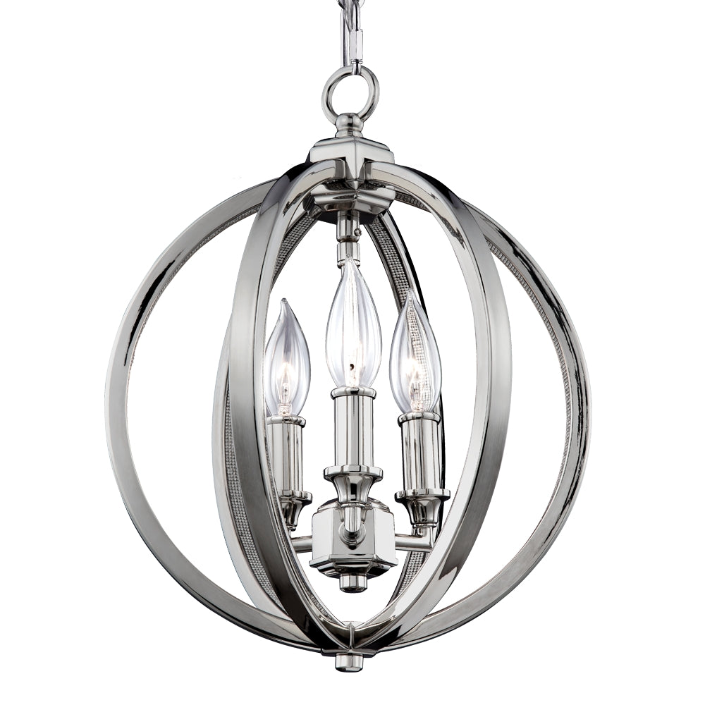Murray Feiss 3 - Light Crystal Inlay Globe Pendant Polished Nickel w/crystal inlay - C140-F3059/3PN