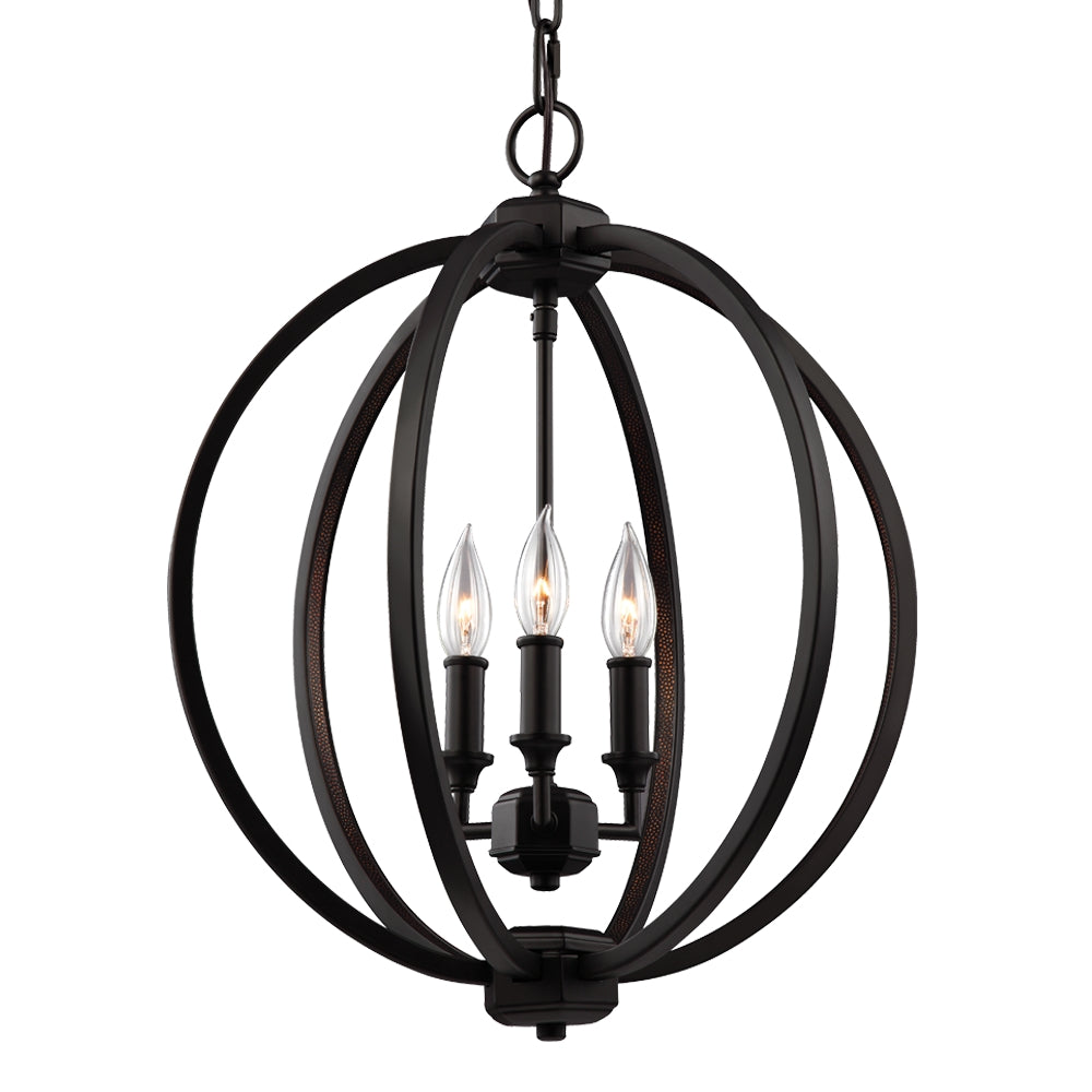 Murray Feiss 3 - Light Crystal Inlay Globe Pendant ORB w/hammered AL Inlay - C140-F3060/3ORB