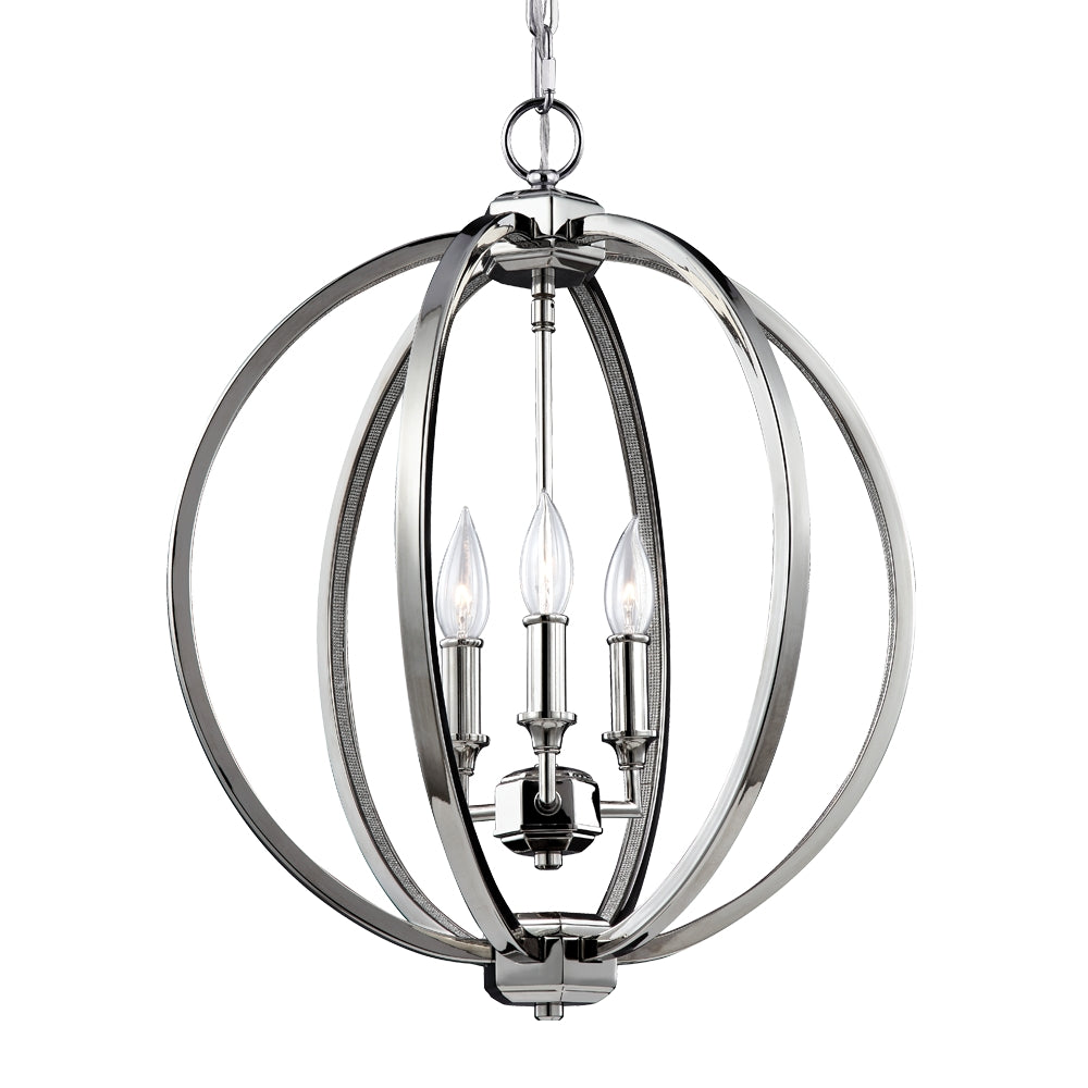 Murray Feiss 3 - Light Crystal Inlay Globe Pendant Polished Nickel w/crystal inlay - C140-F3060/3PN