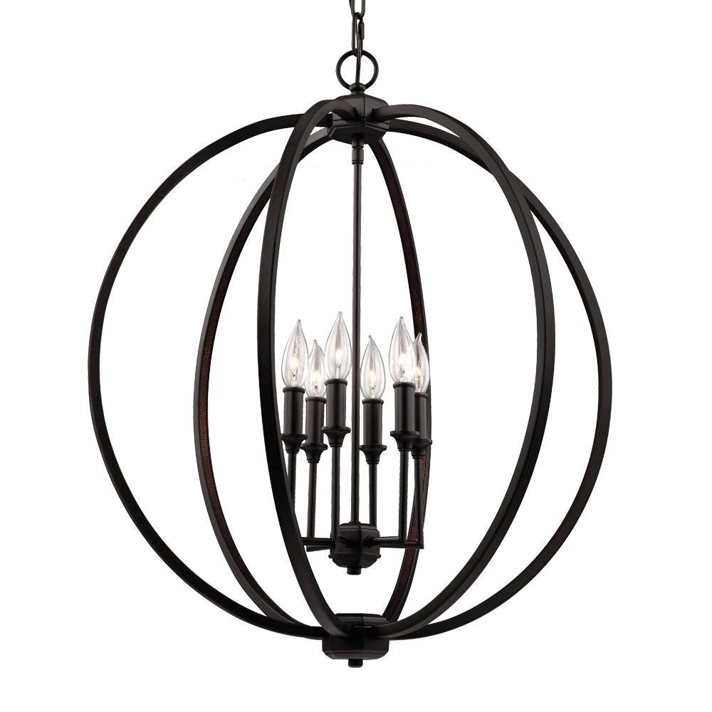 Murray Feiss 6 - Light Pendant ORB w/hammered AL Inlay - C140-F3061/6ORB