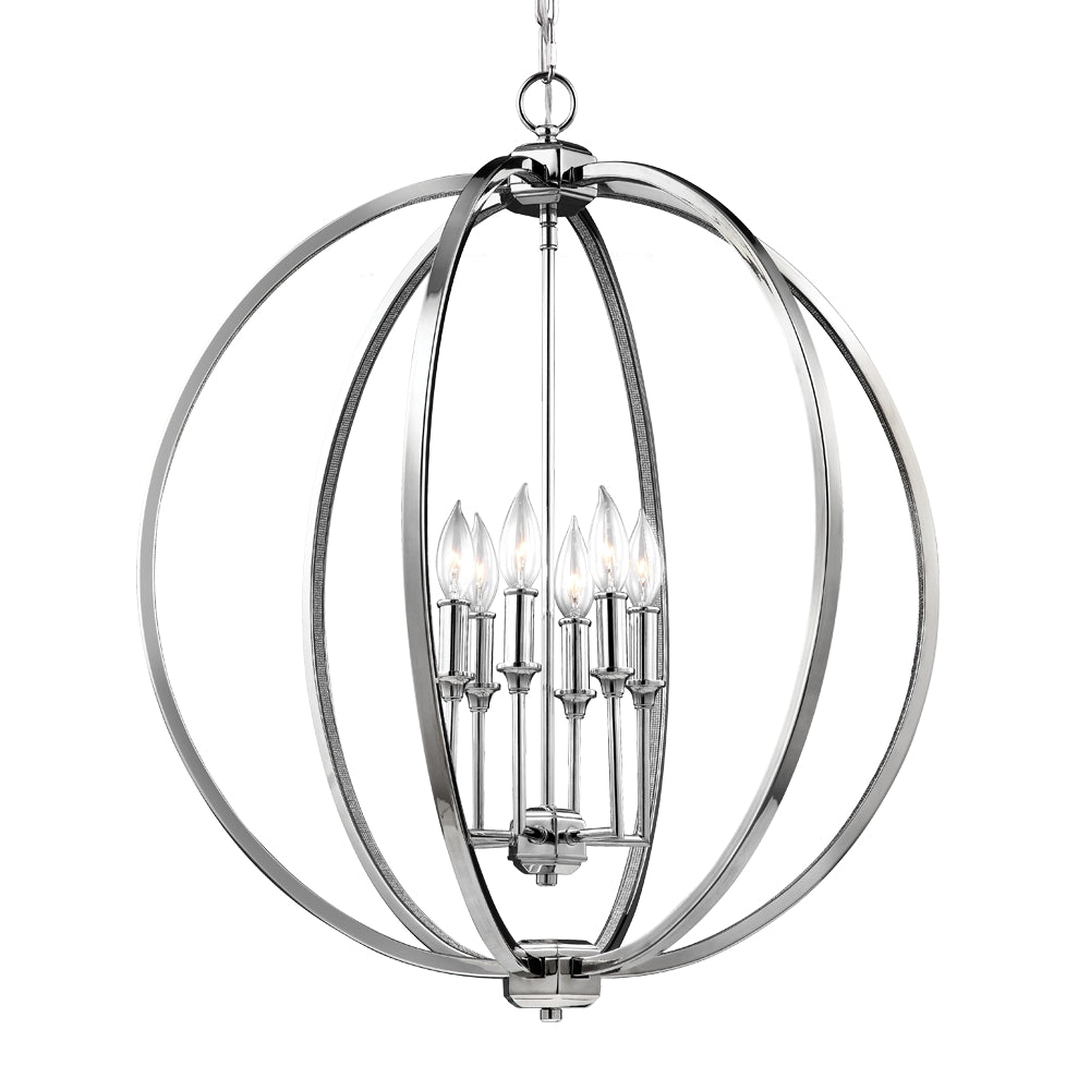 Murray Feiss 6 - Light Crystal Inlay Globe Pendant Polished Nickel w/crystal inlay - C140-F3061/6PN