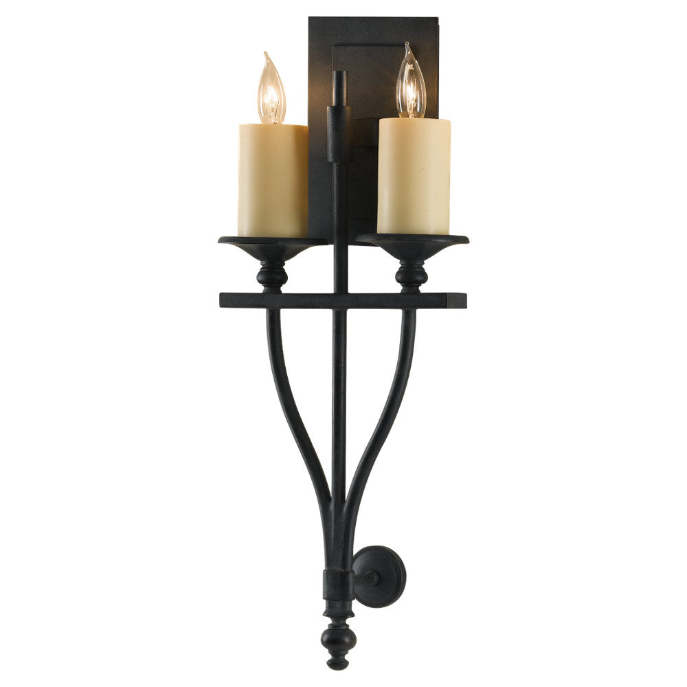 Murray Feiss 2 Bulb Antique Forged Iron Wall - C140-WB1469AF