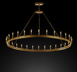 Inspired Camino Style Chandelier - Castile One Tier Wrought Iron Chandelier - Industrial Loft Rustic Lighting W63" x H49"