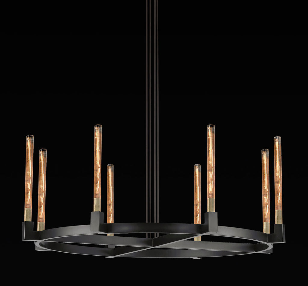 Corsica Round Chandelier 48" Vintage Barn Metal Industrial Loft Rustic Lighting Great for Living Room, Dining Room, Foyer and Entryway - A500-CB/4462/8