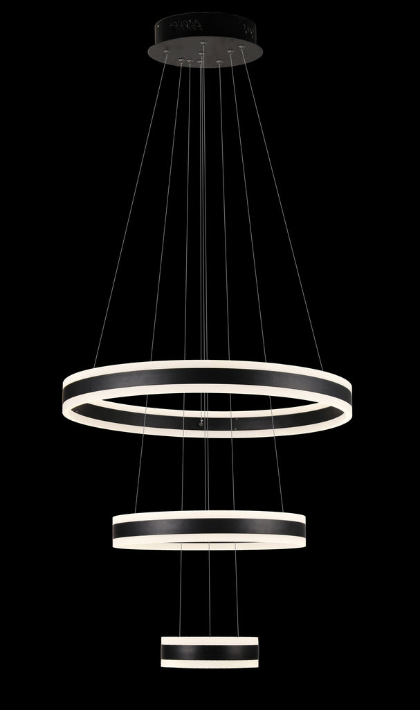 Elipse 3 Ring LED Chandelier Chandeliers Modern/Contemporary Lighting 24" Wide w/Adjustable Cables- Good for Dining Room, Foyer, Entryway, Family Room, Living Room and More - G7-4735/20+40+60