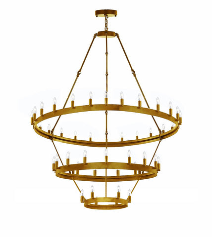 Wrought Iron Vintage Barn Metal Castile Three Tier Chandelier Chandeliers Industrial Loft Rustic Lighting W 38" H 65" - G7-CG/3428/18+12+6