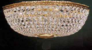 French Empire Crystal Flush Basket Chandelier Chandeliers Lighting H5" X W13" - G93-CG/1864/3