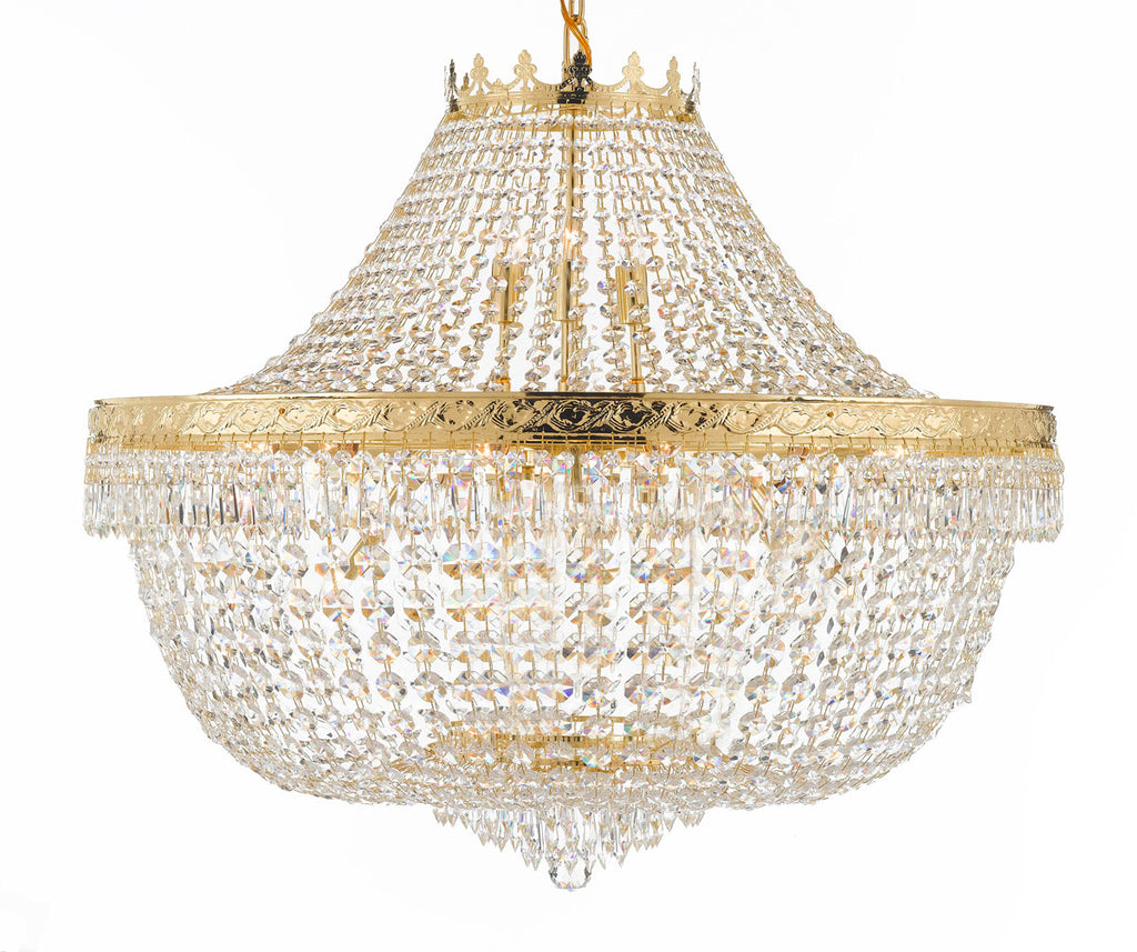 Nail Salon French Empire Crystal Chandelier Chandeliers Lighting - Great for the Dining Room, Foyer, Entryway, Family Room, Bedroom, Living Room and More! H 30" W 36" 25 Lights - A500-H30/CG/4199/25