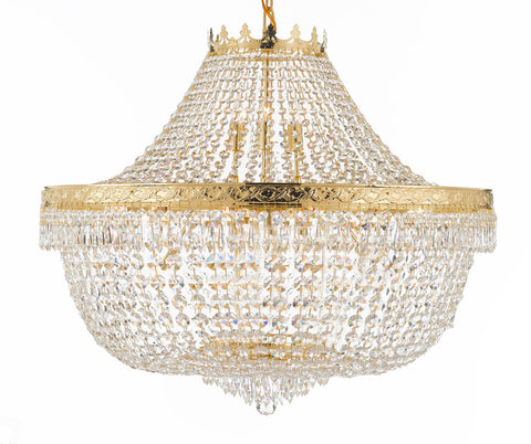 Nail Salon French Empire Crystal Chandelier Chandeliers Lighting - Great for the Dining Room, Foyer, Entryway, Family Room, Bedroom, Living Room and More! H 30" W 36" 25 Lights - A500-H30/CG/4199/25