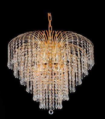 C121-6801D25G/SS By Elegant Lighting Falls Collection 6 Lights Chandelier Gold Finish