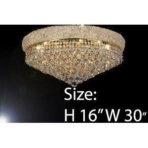 Swarovski Crystal Trimmed Chandelier French Empire Crystal Flush Chandelier Lighting H16" X W30" - G93-Flush/541/24 Sw