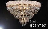 French Empire Crystal Flush Basket Chandelier W/ Swarovski Crystal Lighting H22" W30" - A500-Flush/Cg/448/21Sw