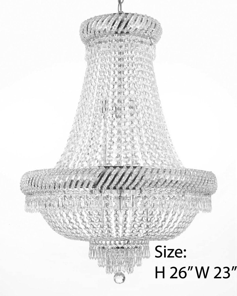 French Empire Crystal Chandelier H26 X Wd23 9 Lights Chandeliers Lighting Silver Fixture Pendant Ceiling Lamp Empire - A500-448/9 SILVERus