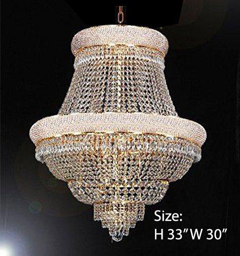 French Empire Crystal Chandelier Lighting H33" X W30" - Good for Dining Room Foyer Entryway Family Room Bedroom Living Room and More! - A500-B92/CG/448/21