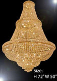 French Empire Crystal Chandelier Lighting W/ Swarovski Crystal 6Ft Tall - Perfect For An Entryway Or Foyer - A93-448/48Sw