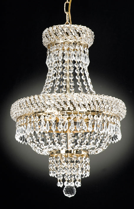 French Empire Crystal Chandelier Chandeliers Lighting Gold H22 X Wd15 3 Lights Empire - 448/3 Gold-us