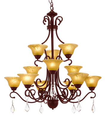 Wrought Iron Crystal Chandelier Large Foyer Entryway Lighting Country French 3 Tiers 12 Lights ht39 X wd36 Ceiling Fixture Wrought - B12/451/12