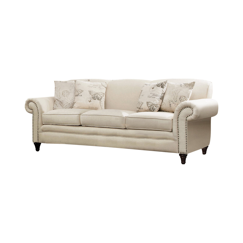 Set of 2 - Norah Rolled Arm Sofa + Loveseat Oatmeal - D300-10008