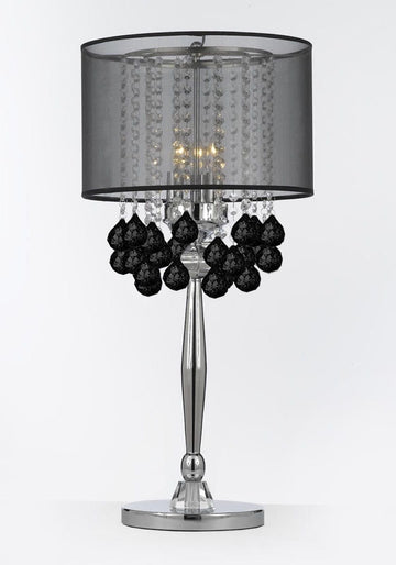 Silver Mist 3 Light Chrome Crystal Table Lamp Desk Lamp Bedside Lamp with Black Shade Contemporary and 40 mm Crystal Balls - J10-C0036/BLK-B103