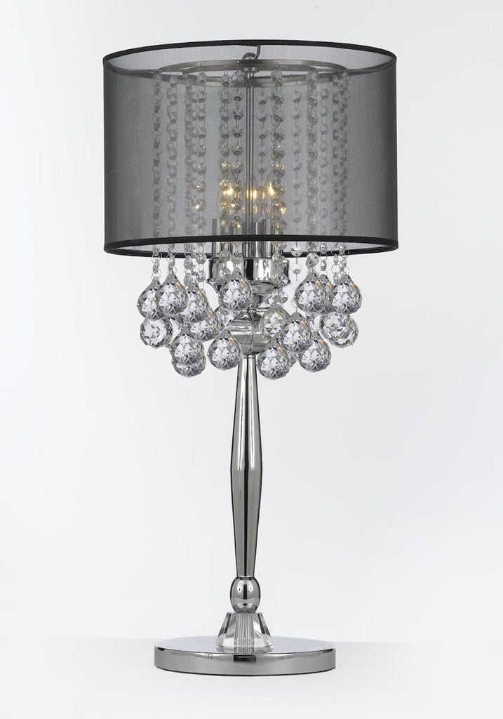 Silver Mist 3 Light Chrome Crystal Table Lamp Desk Lamp Bedside Lamp with Black Shade Contemporary and 40 mm Crystal Balls J10-C0036-BLK/B6