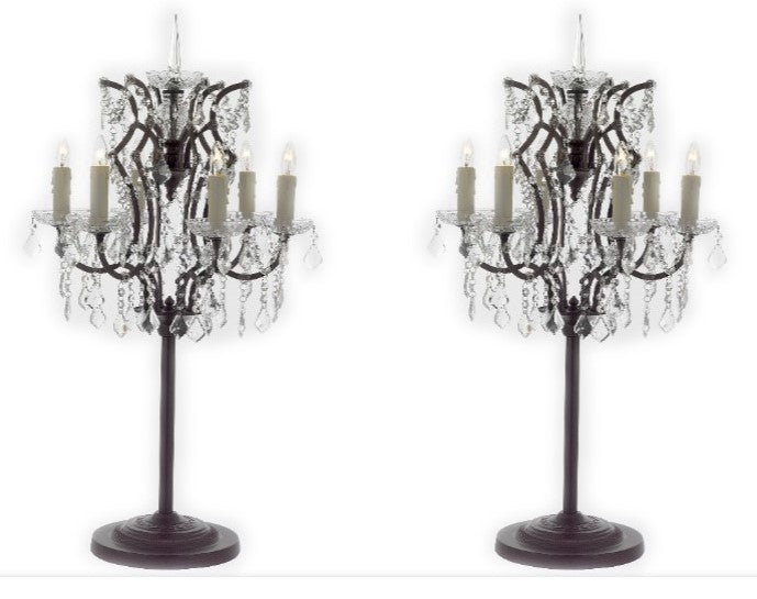 Set of 2 - Baroque Crystal 6 Light Table Lamp Bedside Lamp Desk Lamp - J10-SP-104-SET OF 2