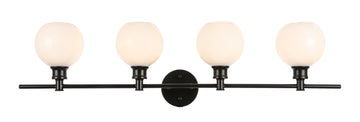 ZC121-LD2323BK - Living District: Collier 4 light Black and Frosted white glass Wall sconce