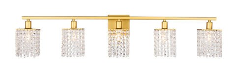 ZC121-LD7014BR - Living District: Phineas 5 light Brass and Clear Crystals wall sconce