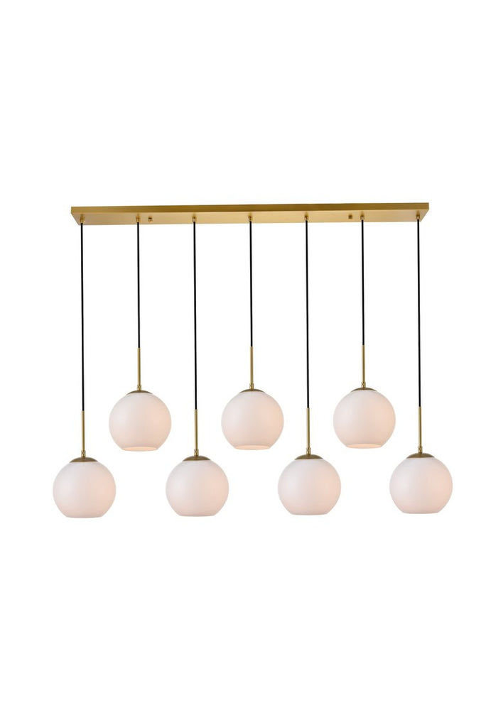 ZC121-LD2231BR - Living District: Baxter 7 Lights Brass Pendant With Frosted White Glass