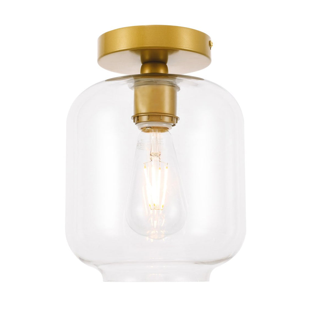 ZC121-LD2270BR - Living District: Collier 1 light Brass and Clear glass Flush mount