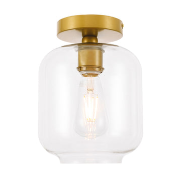 ZC121-LD2270BR - Living District: Collier 1 light Brass and Clear glass Flush mount