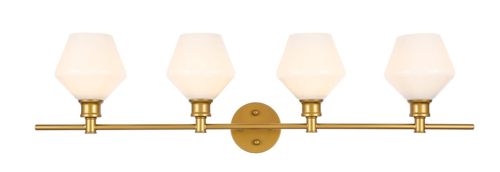 ZC121-LD2321BR - Living District: Gene 4 light Brass and Frosted white glass Wall sconce