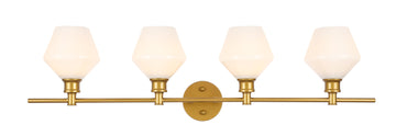 ZC121-LD2321BR - Living District: Gene 4 light Brass and Frosted white glass Wall sconce