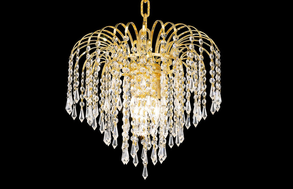 C121-6801D14G/EC - Regency Lighting: Falls 3 light Gold Pendant Clear Elegant Cut Crystal