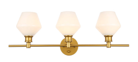 ZC121-LD2317BR - Living District: Gene 3 light Brass and Frosted white glass Wall sconce