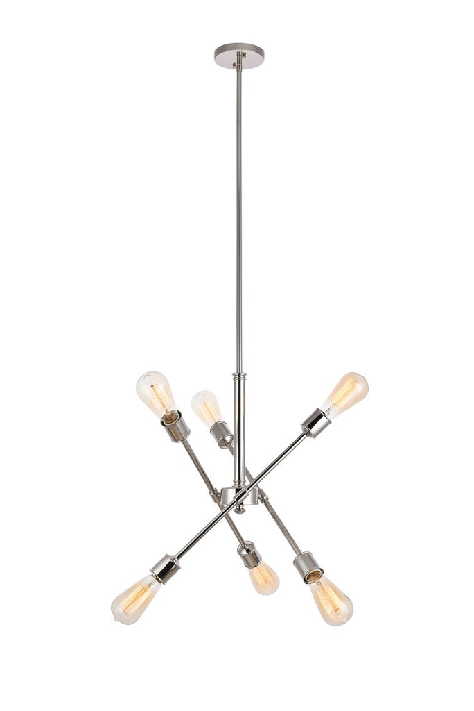 ZC121-LD8016D18PN - Living District: Axel 6 Lights Polished Nickel Pendant