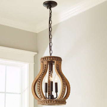 Boho Wood Beaded Lantern - F100-460