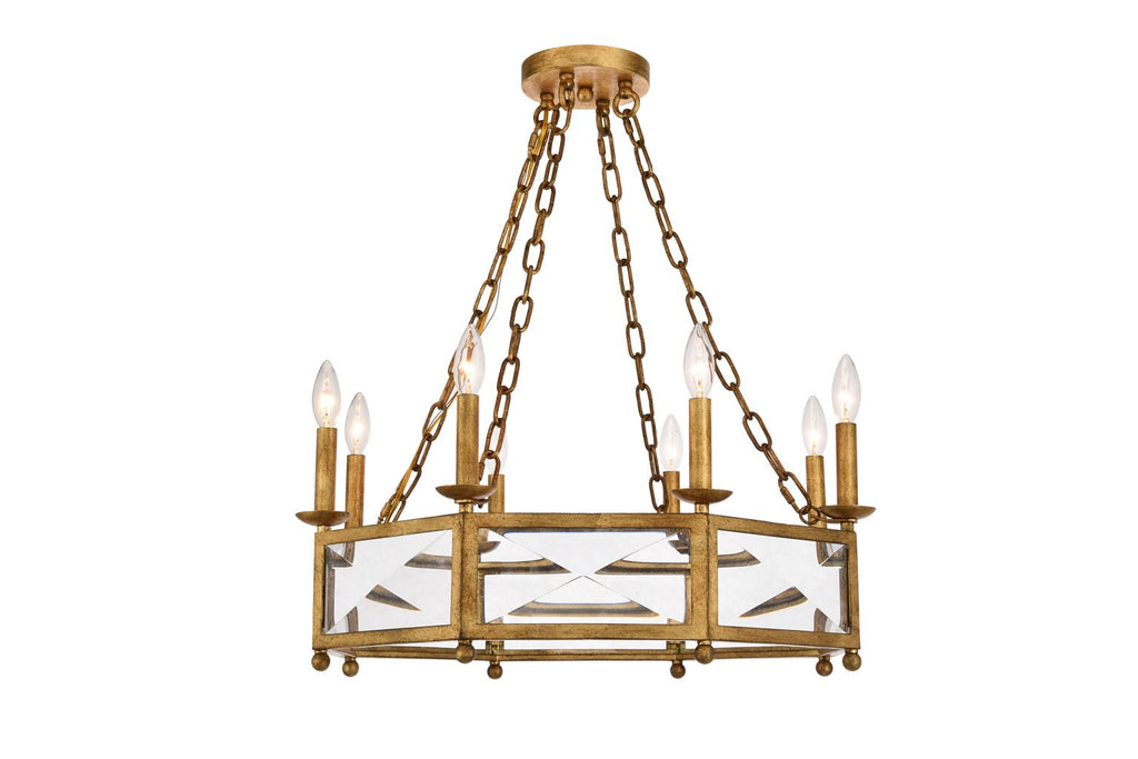 ZC121-1537D26GI - Urban Classic: Exeter 8 light Golden Iron Chandelier Clear Royal Cut Crystal